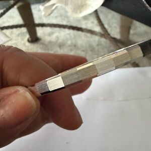 Monet Silver Geometric Faceted Bangle